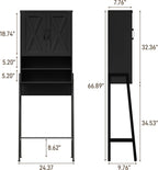 Vabches Metal Frame Over The Toilet Storage Cabinet, Black - Image 2