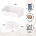 Homsorout Storage Bins for Shelves - Large Trapezoid Closet Shelf Organizer, Fabric Organization Bins with Handles, Storage Baskets for Clothes, Towel, Purse, 4 Pack, White - Image 3