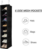 Berdeng Hanging Shoe Organizer for Closet with Side Mesh Pockets，Hat Racks for Baseball Caps，Shoe and Hat Holder & Storage，8-Shelf，Black，1 Pack - Image 6