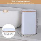IEGrow Laundry Hamper with Lid,60L Laundry Basket with Mesh Bags,White - Image 2