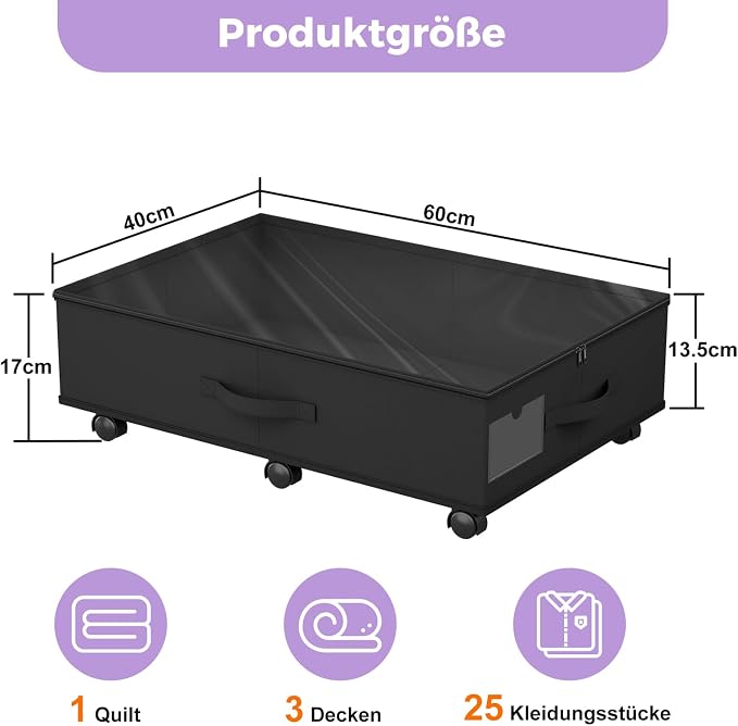 Babenest 2-Pack Under Bed Storage Organizer on 6 Wheels for Clothes - Image 4