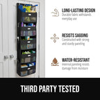 GORILLA GRIP Over The Door Organizer Storage, 5 Deep Hanging Shelves, Holds 50lbs, Closet Organizers Shelf for Bedroom, Shoes, Bathroom, Nursery, Dorm Essentials, 3 Metal Hooks, 58x15 Inches, Black - Image 5