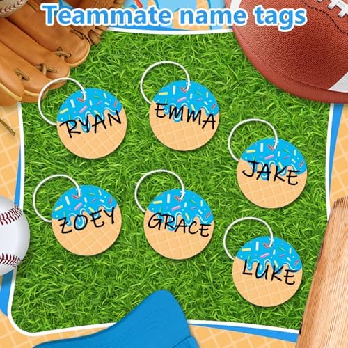 6pcs Blue Ice Cream Drip Baseball Softball Dugout Organizer Bat Holder Rack Fence Hook for Bag Helmet Glove with Name Tags for Boy Girl Team Gifts Coach Mom Must Have Gear Accessory - Image 6