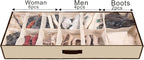 Men/Adults 12 Cells See Through Underbed Shoe Storage Bag Organizer with black and white flower (beige) - Image 2