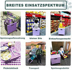 Foldable Utility Cart Folding Portable Rolling Crate Handcart Shopping Trolley Wheel Box with Lid Wear-Resistant Noiseless 360°Rotate Wheel for Travel Shopping Moving Storage Office Use (Purple) - Image 4