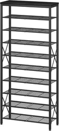 10-Tier Shoe Rack Organizer, Large Shoe Shelf with Metal Shelves, X Frames, Adjustable Shelves, Holds 40 Pairs, Black by Unknown