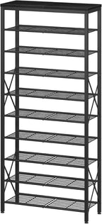 10-Tier Shoe Rack Organizer, Large Shoe Shelf with Metal Shelves, X Frames, Adjustable Shelves, Holds 40 Pairs, Black by Unknown