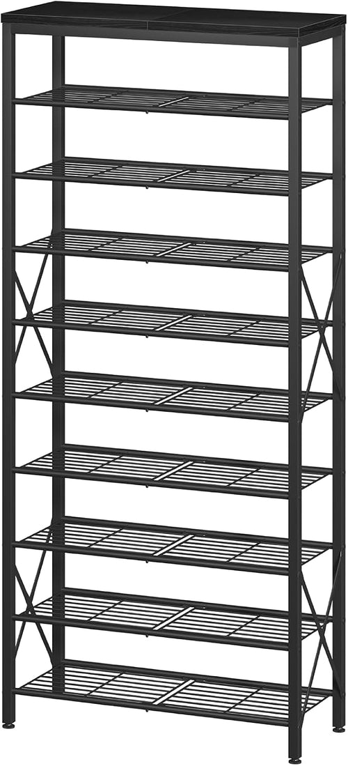 10-Tier Shoe Rack Organizer, Large Shoe Shelf with Metal Shelves, X Frames, Adjustable Shelves, Holds 40 Pairs, Black by Unknown