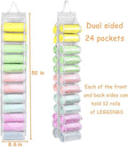 Legging Storage Bag Hanger - Can Hold 24 Leggings, Shirts or Jeans - Foldable Clothes Organizer, Portable Closet Roll Holder (White) - Image 2