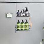 2-Tier Shower Caddy Hanging Shower Organizer Rack with Hooks Over The Door - Image 4