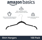 Amazon Basics Space Saving Slim Velvet Non-Slip Clothes Hangers for Closet Organization, Black, 100-Pack - Image 2