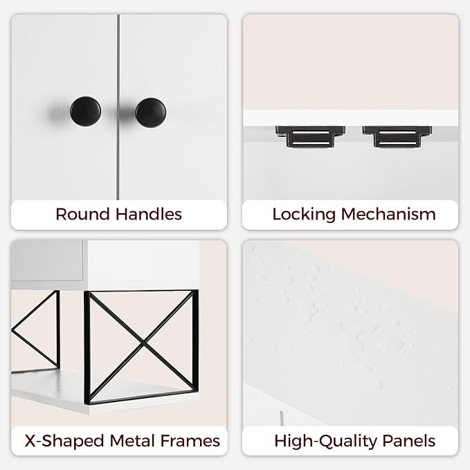 MAHANCRIS Bathroom Wall Cabinet with 2 Door and Adjustable Shelf, Farmhouse Medicine Cabinet with Towel Rack, 3-Tier Wall Mounted Storage Cabinet Over The Toilet for Bathroom, 18.9" L, White - Image 8