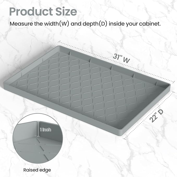 Mateeylife Under Sink Mat Kitchen Waterproof，Silicone Sink Tray 22"X31" - Image 5