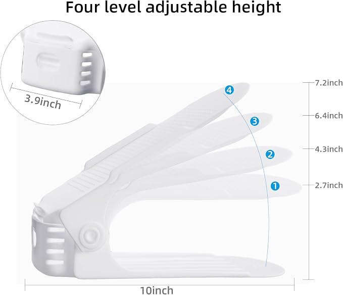 12 Pack Adjustable 50% Space-saving Shoe Slots Organizer, White - Image 4