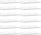 Qukaka Floating Shelves for Wall Decor, 15" Extra Clear Wall Shelves for Bedroom, Living Room, Kitchen, Bathroom Decor, Nail Polish/Book/Decoration/Makeup/Perfume Organizer Floating Shelf-12Pack by QukakaHomeCare