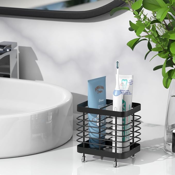 Luxspire Toothbrush Holders for Bathroom, Stainless Steel, 2 Slots, Black - Image 6