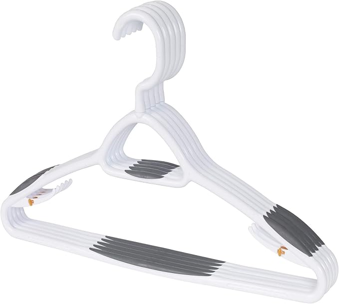 Set of 5 Deluxe Non Slip Hangers by Neatfreak! - Space Saving Hangers for Clothes, Pants, Jackets and Shirt 60 Pack,White/Grey by NEATFREAK