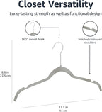 Amazon Basics Space Saving Slim Velvet Non-Slip Clothes Hangers for Closet Organization, Gray/Silver, 150-Pack - Image 9