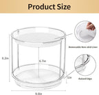 2 Tier Non-Skid Lazy Susan Turntable Organizer, 9" Rotating Spice Rack - Image 2