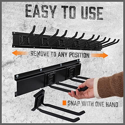 HORUSDY 64-Inch Heavy Duty Garage Organization Rack, 14 Packs Max Load 600LB, 4 Packs Rails and 9 Adjustable Hooks, Tool Organizer Rack with Heavy Double Hooks Tracks - Image 6