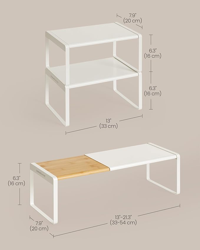 SONGMICS HOME Spice Rack, Expandable Cupboard Shelf Orgnizer,Bamboo - Image 3