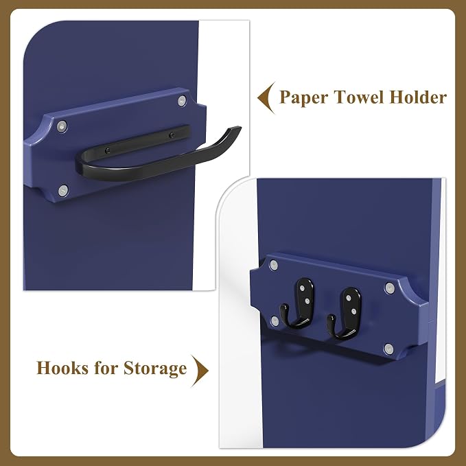 HLR Over The Toilet Storage Cabinet with Gold Trim, Over Toilet Bathroom Organizer with Adjustable Shelves and Toilet Paper Holder, Above Toilet Storage Cabinet Spacesaver for Bathroom (Blue) - Image 3