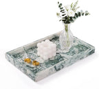 Marble Bathroom Tray for Countertop & Home Decor, Natural Decorative Marble Tray for Jewelry & Perfume Organizer, Luxury Stone Vanity Trays for Dresser, Kitchen Counter, 12" x 8", Jade Green by Homaura