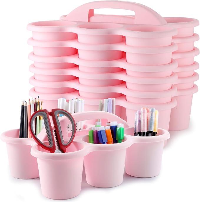 gisgfim 6 Pack Classroom Caddy Organizer with Handle, 6 Compartments, Pink by gisgfim