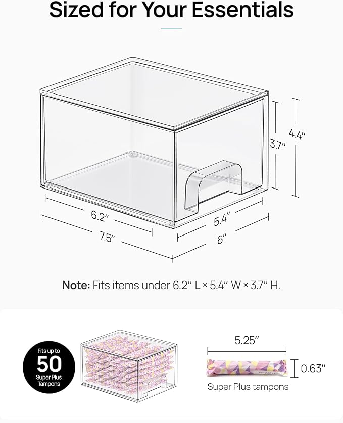 Vtopmart 4 Pack Small Clear Stackable Storage Drawers, Fits Narrow Spaces - Image 2