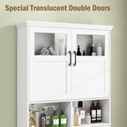 Vabches Over The Toilet Storage Cabinet with Doors & Paper Holder, White - Image 6