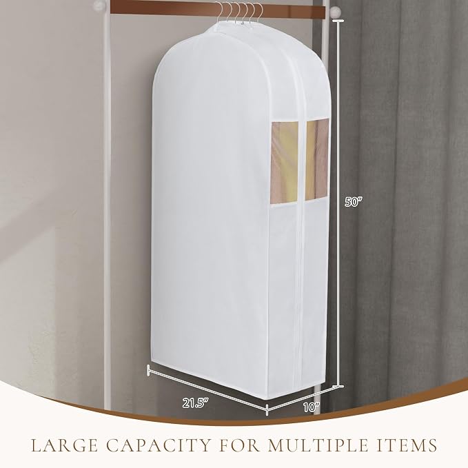 Univivi 50 Inch Cotton Hanging Clothes Bag for Storage 4 Pack, White - Image 6