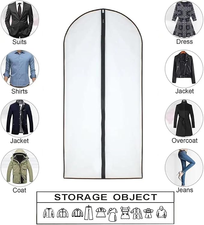 Dress Bags for Hanging Clothes12 PCS Transparent Waterproof Dustproof Bags for Wardrobe Storage Coat Covers for Closet Full Zipper Garment Bags for Long Dress Costumes Gowns Coats 24''x60'' - Image 9