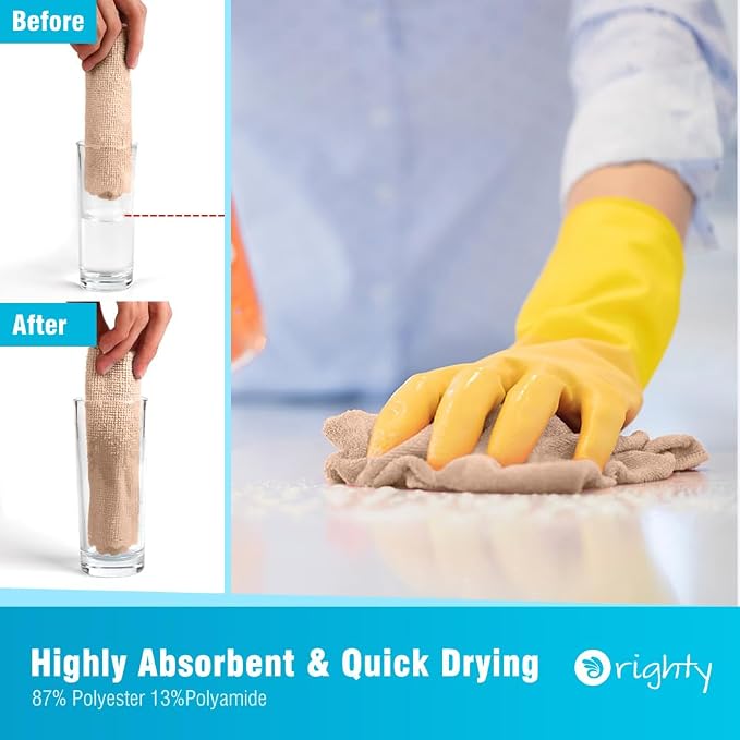 Orighty Microfiber Cleaning Cloth - 24 Pack, Brown Cleaning Rags 12x11 inch - Image 3