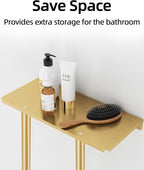 STWWO Bathroom Towel Storage Rack for Bathroom, 30 inch Towel Racks Wall Mounted with Shelf Can Holds 6 Large Towels, Wall Towel Rack for Rolled Towels, Gold - Image 2