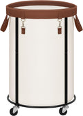 STORAGE MANIAC Rolling Laundry Hamper with Wheels 110L Laundry Basket, Round Laundry Cart with Metal Frame and Removable Bag, Clothes Hamper for Bedroom, Bathroom, Dorm Room, Laundry Room, Beige by STORAGEMANIAC