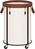 STORAGE MANIAC Rolling Laundry Hamper with Wheels 110L Laundry Basket, Round Laundry Cart with Metal Frame and Removable Bag, Clothes Hamper for Bedroom, Bathroom, Dorm Room, Laundry Room, Beige by STORAGEMANIAC