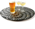 13.8" Mother of Pearl Lazy Susan Turnable Organizer, 360 Degree Round Table Countertop Decorative Spinning Tray for Kitchen Cabinet Counter Spice Pantry Dinner Table (Black Wicker) by Abyjifar