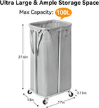 WOWLIVE 100L Rolling Laundry Basket with Wheels, Tall Laundry Hamper - Image 4