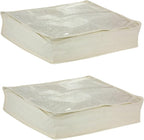 Household Essentials Canvas Sweater Storage Bags 2 Pack, Breathable Under Bed & Closet Organizer with Clear Window & Zipper, Soft-Sided Storage for Sweaters, Blankets & Linens by HouseholdEssentials