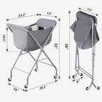 ELYKEN Laundry Basket with Wheels, Collapsible Laundry Hamper, Gray - Image 3