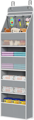 Univivi Fabric Over Door Hanging Organizer for Baby Nursery, Grey, 5-Shelf by Univivi