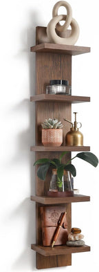 Homaterial 5 Tier Floating Wall Shelf Unit, Brown by Homaterial