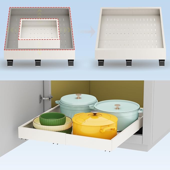 Fokyfok Pull out Cabinet Organizer,16"-21"W,13"-17"D,Expandable,Adhesive by Fokyfok