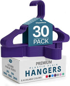 Utopia Home Plastic Hangers 30 Pack – Space Saving Clothes Hanger Purple | Durable & strong | Closet organizer & storage | Ideal for apartments, dorms & stocking stuffers by UTOPIAHOME