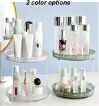 2 Tier Diamond Lazy Susan Bathroom Organizer Countertop, 9.25Inch Clear 360 Rotating Makeup Organizer for Cabinet, Kitchen, Pantry, Countertop, Bathroom, Skincare Perfume Organizer and Storage - Image 2