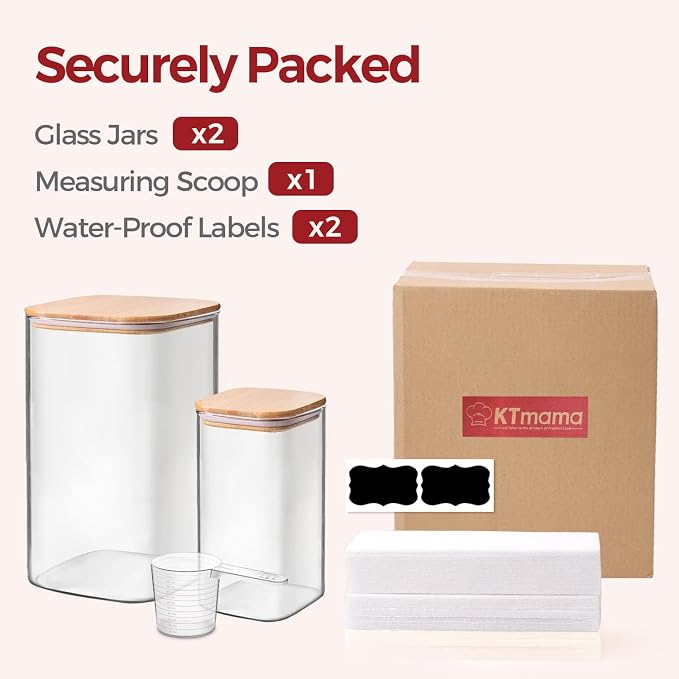 Glass Flour Containers with Bamboo Lids 1.6/4.6 Qt 2 Pack - Image 8