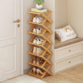 7 Tier Foldable Shoe Rack, Bamboo Vertical Shoe Organizer Tall for Multifunctional Narrow Shoe Shelf for Entryway, Closet, Corner, Bedroom, Hallway(Natural) by XZXWZX