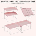 STARLATTA 2 Pcs Cabinet Organizer Shelf，Stackable Kitchen Counter Shelves, Spice Rack,Countertop Organizers，Pink Plastic Storage Shelves Rack for Makeup，Bathroom, Cupboard，Desk，Pantry Organization - Image 3