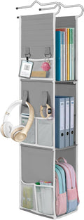 LOVEGRASS 3 Shelf Locker Organizer with Side Pockets, White and Grey by LOVEGRASS