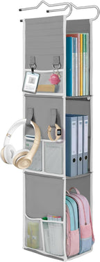 LOVEGRASS 3 Shelf Locker Organizer with Side Pockets, White and Grey by LOVEGRASS